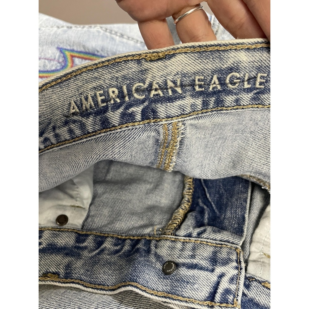 American Eagle Outfitters Jeans Womens 10 Blue Boyfriend Acid Wash Rainbow - Picture 10 of 13